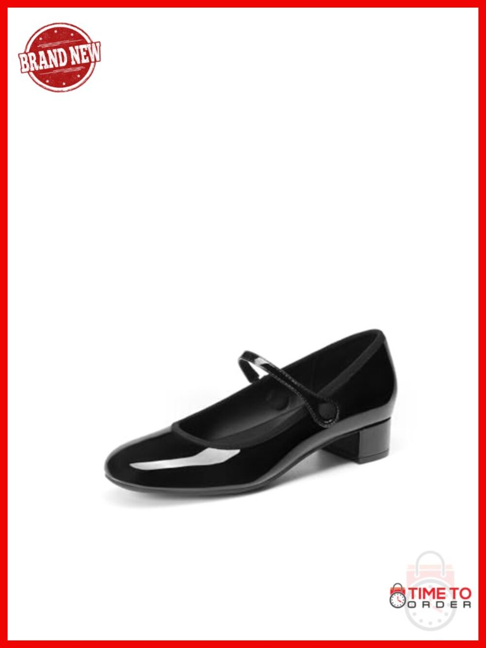 Mary Jane Comfortable Arch Support Dress Heels Low Block Heel Faux Leather
